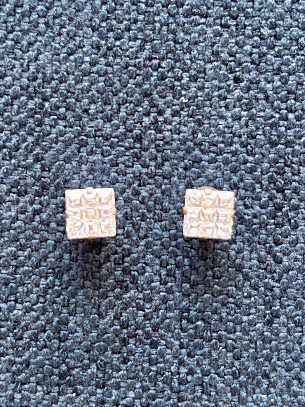 Silver tone Square CZ Stud Earrings NWOT